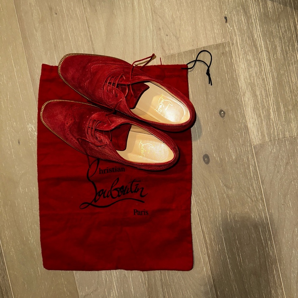Christian Louboutin 
Red Suede Shoes
Pre loved in excellent condition.
Authentic - Picture 8 of 9